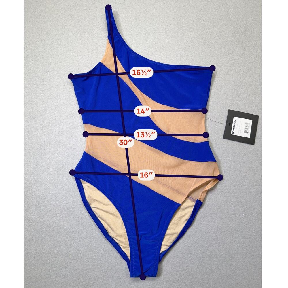 Norma Kamali Snake Mesh1 piece Swimsuit blue /nude XL $245 - Picture 3 of 8